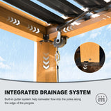 SHPAI 10’ x 13’ Louvered Pergola, Outdoor Pergola Aluminum Frame with Adjustable Rainproof Metal Roof, Permanent Sun Shade with Drainage System for Backyard, Garden and Lawn (Wooden Grain) SHPAI