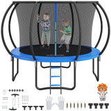 VEVOR 10FT Trampoline with Enclosure Net, Ladder, and Curved Pole, Heavy Duty with Jumping Mat and Spring Cover Padding, Outdoor Recreational Trampoline for Kids and Adults VEVOR
