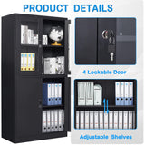 Letaya Storage Cabinet with Doors and Shelves,71" Steel Locker Acrylic Glass Door with Lock, for School Home Office Letaya