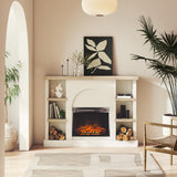 Mr. Kate Winston 56 Inch Electric Fireplace with Mantel, Replaceable Fireplace Insert Heater, Shelves, Remote Control, Timer, Realistic Log and Flame Effect, for Living Room or Bedroom, Plaster Mr. Kate