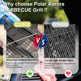 Propane Gas Grill 4 Burners with Side Burner Freestanding Grill Cart with Wheels for Outdoor Garden Cooking Barbecue Grill, Black Polar Aurora