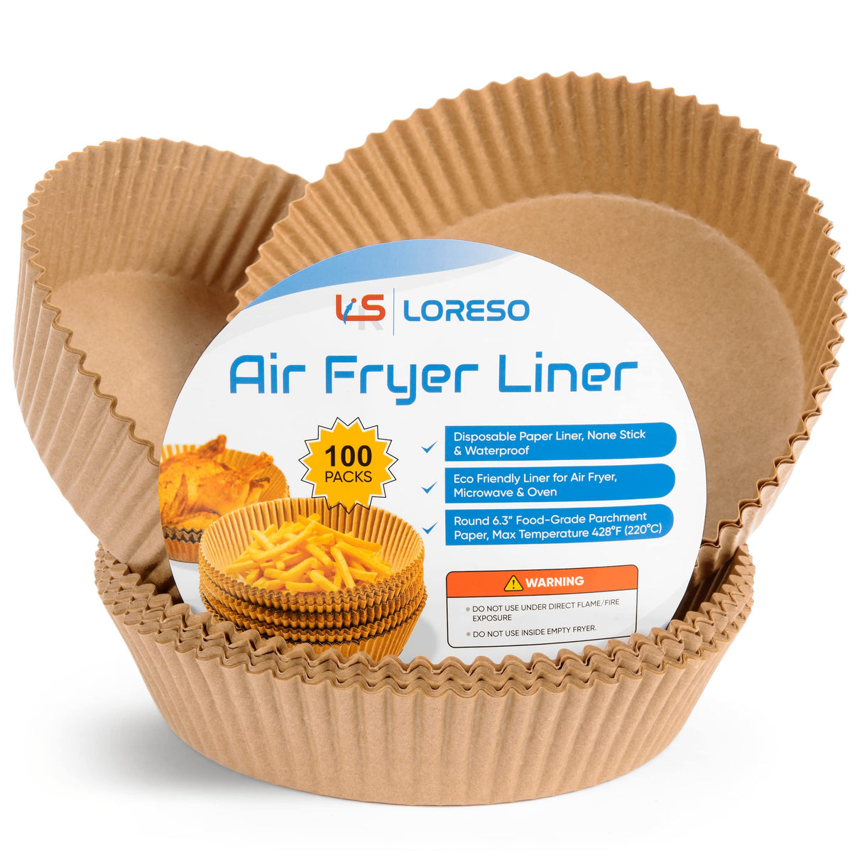 Air Fryer Liners Disposable Parchment Paper, 100 Count - Round 6-7 Inch, Non- Stick Parchment Paper Sheets Liners For Air Fryers 2-5 Quart, Disposable Round Air Fryer Liners (6.3" Round - 100CT) LSR LORESO