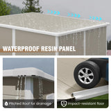 VONZOY Outdoor Storage Shed, 6x6 FT Resin Shed with Floor and Lockable Door, Window & Vents, Tool Sheds & Outdoor Storage for Bike, Garden Accessories, Tools, Waterproof (Light Brown) VONZOY