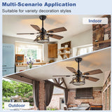 Depuley 42-Inch Ceiling Fans with Lights: Caged Ceiling Fans Dual Finish 5 Blades - Rustic Ceiling Fan with Remote Control for Industrial Living Room Outdoor Patio (E26 Bulb Included) Depuley