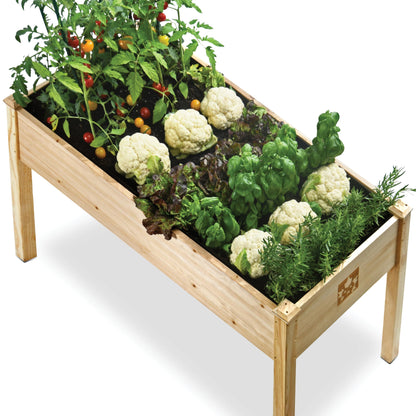 Raised Garden Bed With Legs 48x24x30" - Natural Cedar Wood Elevated Planter Box with Bed Liner for Flowers, Veggies, Herbs. Space Saver for Outdoor Patio, Deck, Balcony, Backyard. 200lb Capacity