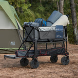 TIMBER RIDGE 400L Large Capacity Folding Double Decker Wagon, 54" Extra Long Extender Wagon Cart, 450lbs Heavy Duty Collapsible Wagon, All-Terrain Big Wheels for Camping, Sports, Shopping, Gray TIMBER RIDGE