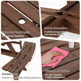 Tangkula 8 Person Wood Picnic Table, Outdoor Round Picnic Table with 4 Built-in Benches, Umbrella Hole, Outside Table and Bench Set for Garden, Backyard, Porch, Patio, 500lbs Capacity Per Bench Tangkula