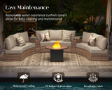 PaPaJet 11-Piece Patio Furniture Set, Half-Moon Outdoor Wicker Sectional Sofa with Large Storage Wedge Table, All-Weather Wicker Conversation Set for Backyard, Garden, or Deck, Beige PaPaJet