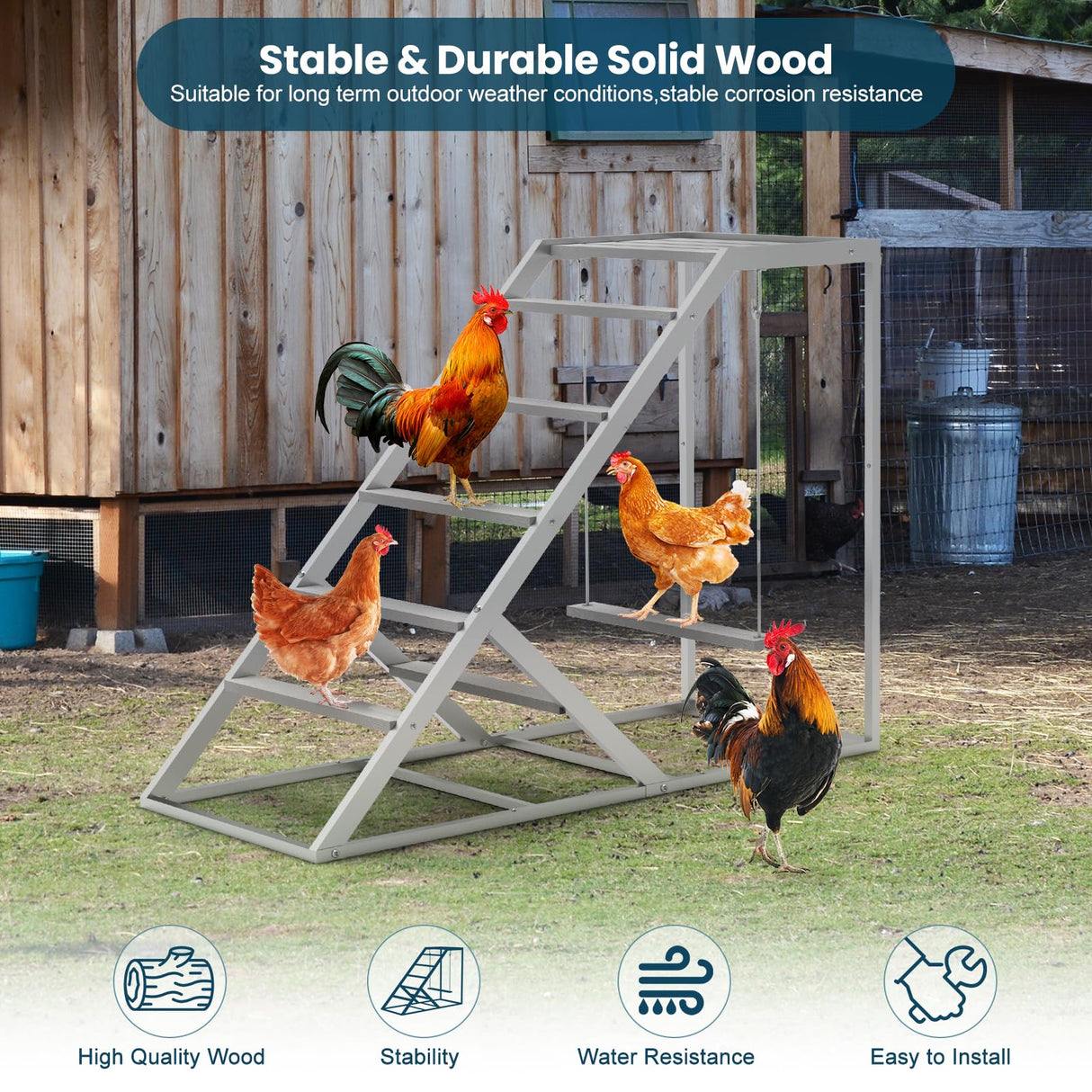 Chicken Coop, Chicken Perches with Swing, Chicken Roosting Bars, Chicken Activity Play Toys, Wooden Chicken Ladder for Pet's Healthy & Happy, Suitable for Backyard Farm Nandae