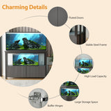 BEWISHOME 55-75 Gallon Fish Tank Stand, Heavy Duty Aquarium Stand with Thickened Metal Frame, Fish Tank Stand with Cabinet for Storage, 51.9" L* 19.9" W Tabletop 1200LBS Capacity Grey KYG04H BEWISHOME