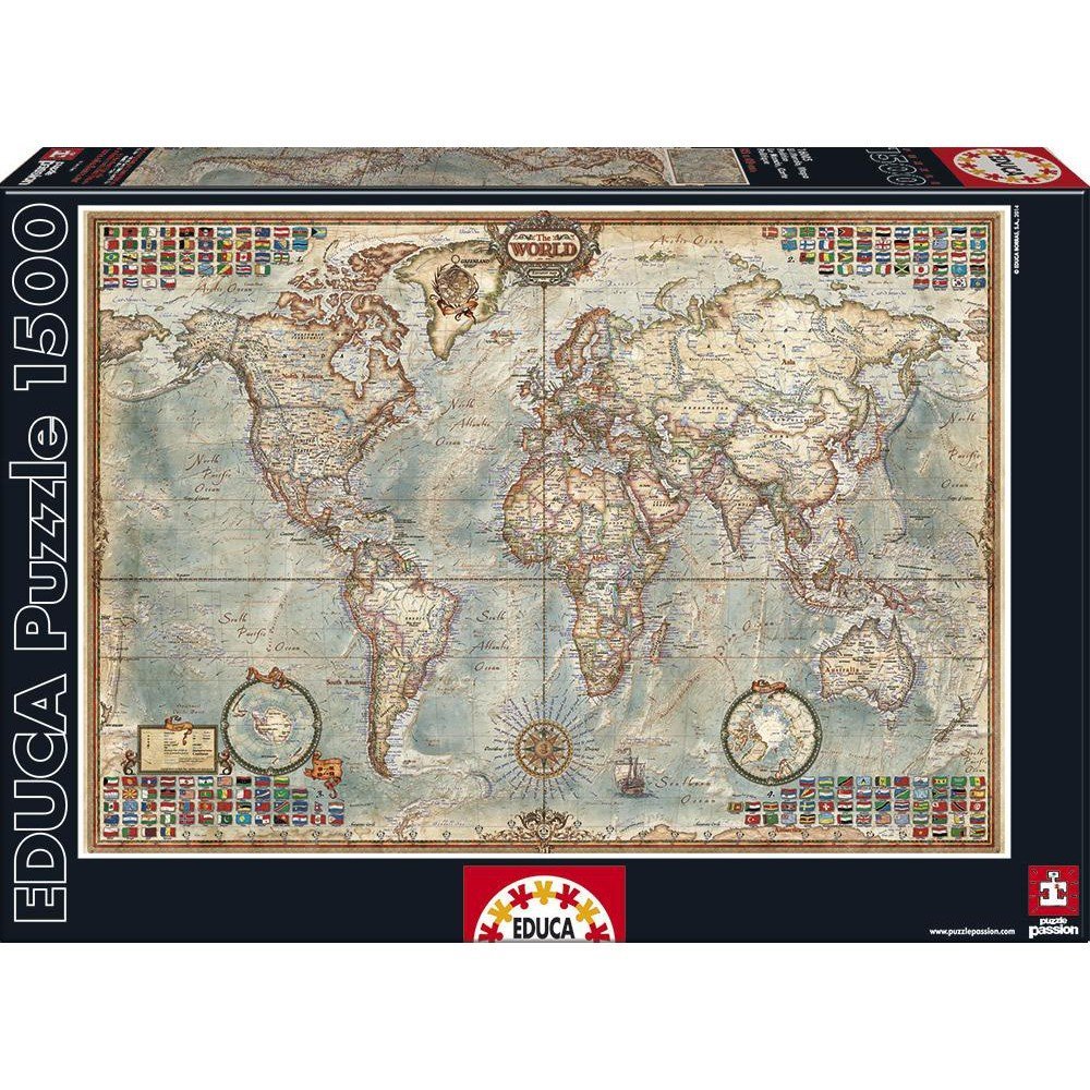 Educa Political Map of The World Puzzle, 1500-Piece Educa
