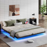 WLIVE Floating King Bed Frame, LED Bed Frame with Charging Station, Metal Platform Beds King Size with Heavy Duty Steel Slats, No Box Spring Needed, Easy Assembly, No Noise, Black WLIVE