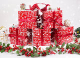 Jaywayang 5 Pack Red Christmas Gift Boxes with Lids, Ribbons and Tissue Papers Square Gift Boxes - 7.1 Inch - Presents Wrapping Christmas Gift Holiday New Year Party Favor Boxes. Jaywayang