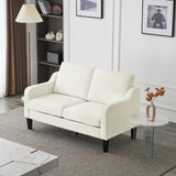 VINGLI Loveseat Mid-Century Modern Loveseat Sofa Couch 53" Wide 2 Seater Sofa Couch Love Seat with Scooped Armrest for Small Spaces, Living Room, Dorm, Bedroom, Apartment (Creamy White) VINGLI