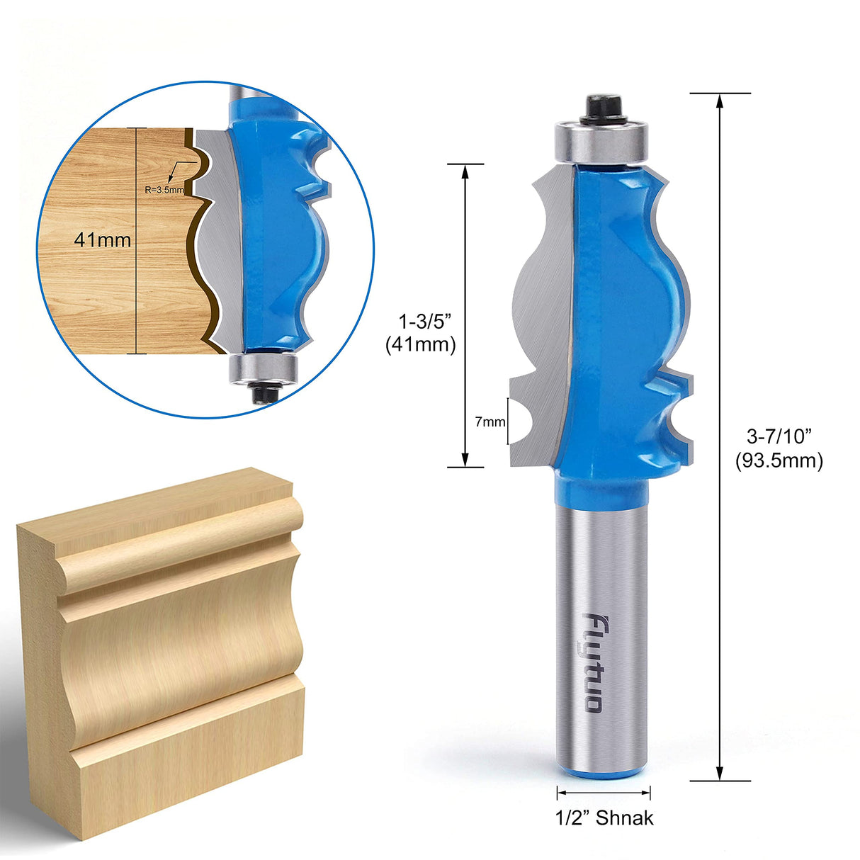 Flytuo 2PCS Architectural Molding Router Bit Set with 1/2" Shank, Enhance Your Woodworking with Corner Rounding & Edge-Forming Flytuo