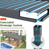 VIWAT Aluminum 10x20 FT Louvered Pergola, Outdoor Pergola with Adjustable Louvered Roof Outdoor Patio Shade Cover, Waterproof & Rustproof Aluminum Gazebo for Backyard and Garden, Gray VIWAT