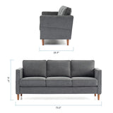 Mellow HANA Modern Linen Fabric Sofa Couch with Armrest Pockets, Dark Heather Grey Mellow