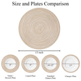 SHACOS 15 inch Round Braided Placemats Set of 6 Non Slip Heat Resistant Cotton Polyester Table Mats Washable Place Mats for Kitchen Dining Party Table Decor (Beige, 6) SHACOS