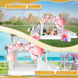 AKSPORT White Bounce House Inflatable Jumping Castle with Slide & Air Blower for Kids, Wedding & Birthday Parties, 17 * 11 * 10FT AKSPORT