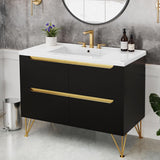 DWVO 40 Inch Freestanding Bathroom Vanity with Sink Combo, Modern Undermount Bathroom Storge Cabinet with 3 Holes Ceramic Basin, 4 Extra Large Drawers, Black DWVO