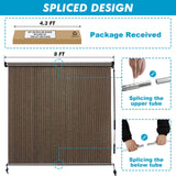 Artpuch Outdoor Roller Shade 8'(W) x8'(H) Fabric Blind Mocha 220GSM Roll Up Shade, Wand Operation Exterior Roller Shade Cloth for Patio Porch Gazebo, Spliced of Two Sections Artpuch
