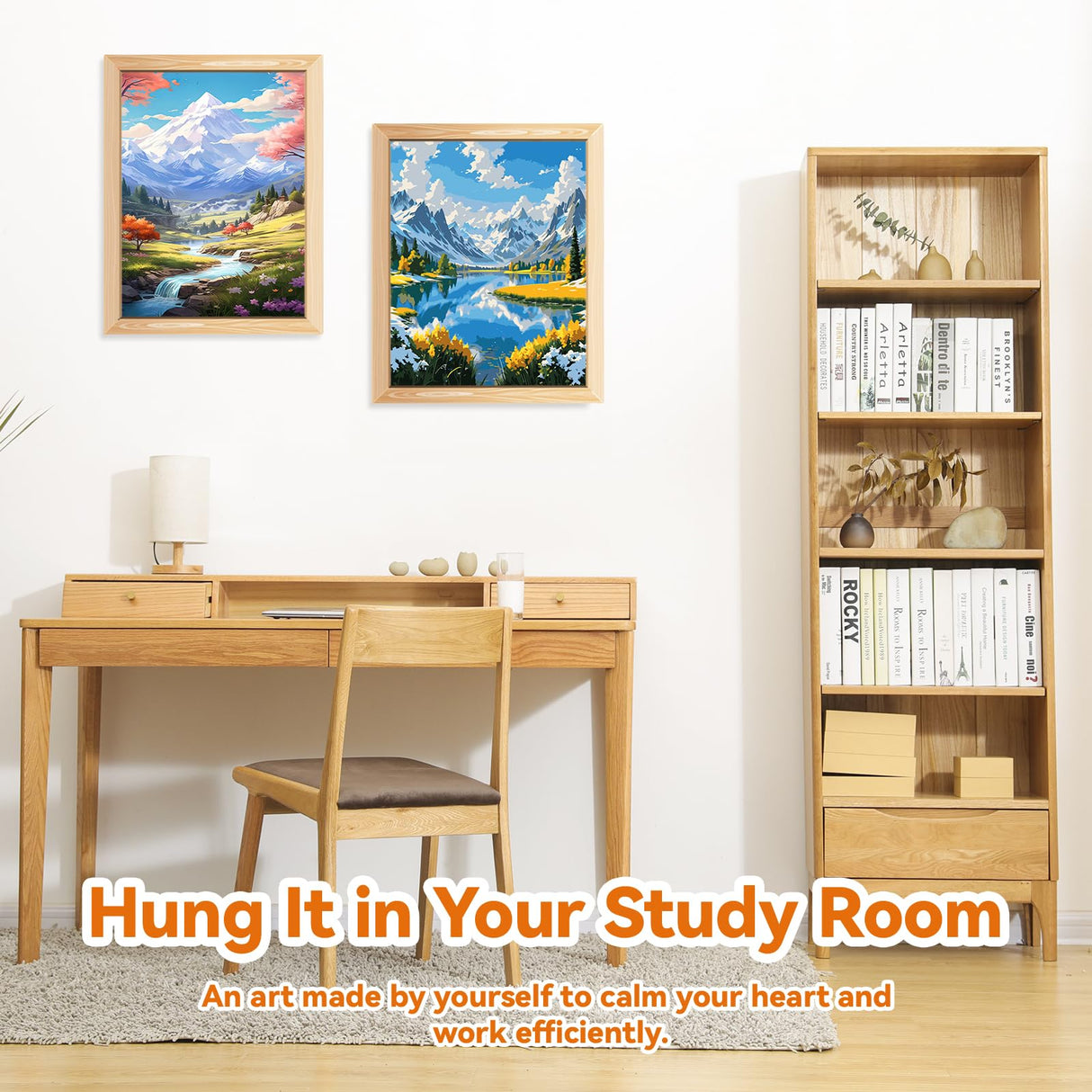 EFOTIML Paint by Numbers Kit for Adults Beginners & Kids Ages 8-12,2 Pack 16x20 inches Canvas for Painting Kits for Adults in Colorful Box(Without Frame)-Snow Mountain and Lake(2PCS) EFOTIML