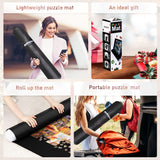 Becko US 2000-Pc Jigsaw Puzzle Mat Roll Up with Black Pump & Drawstring Storage Bag, Black Felt Mat for Easy Transport & Storage, Portable Puzzle Saver for 2000 1500 1000 500 Pieces Jigsaw Puzzles Becko US