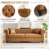 2 Piece Living Room Sofa Set,High-tech Fabric Button Tufted Couch and Loveseat Set with Nailhead Trim&Roll Armrests,Mid Century Modern Chesterfield Sofa for Living Room,Office(Loveseat+3 Seater,Brown) JEEOHEY