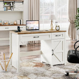 Emirde Farmhouse 47" Executive Desk, Computer Desks with Drawers and Storage Cabinet, Workstation Computer Desk for Home Office, Study.(White Emirde