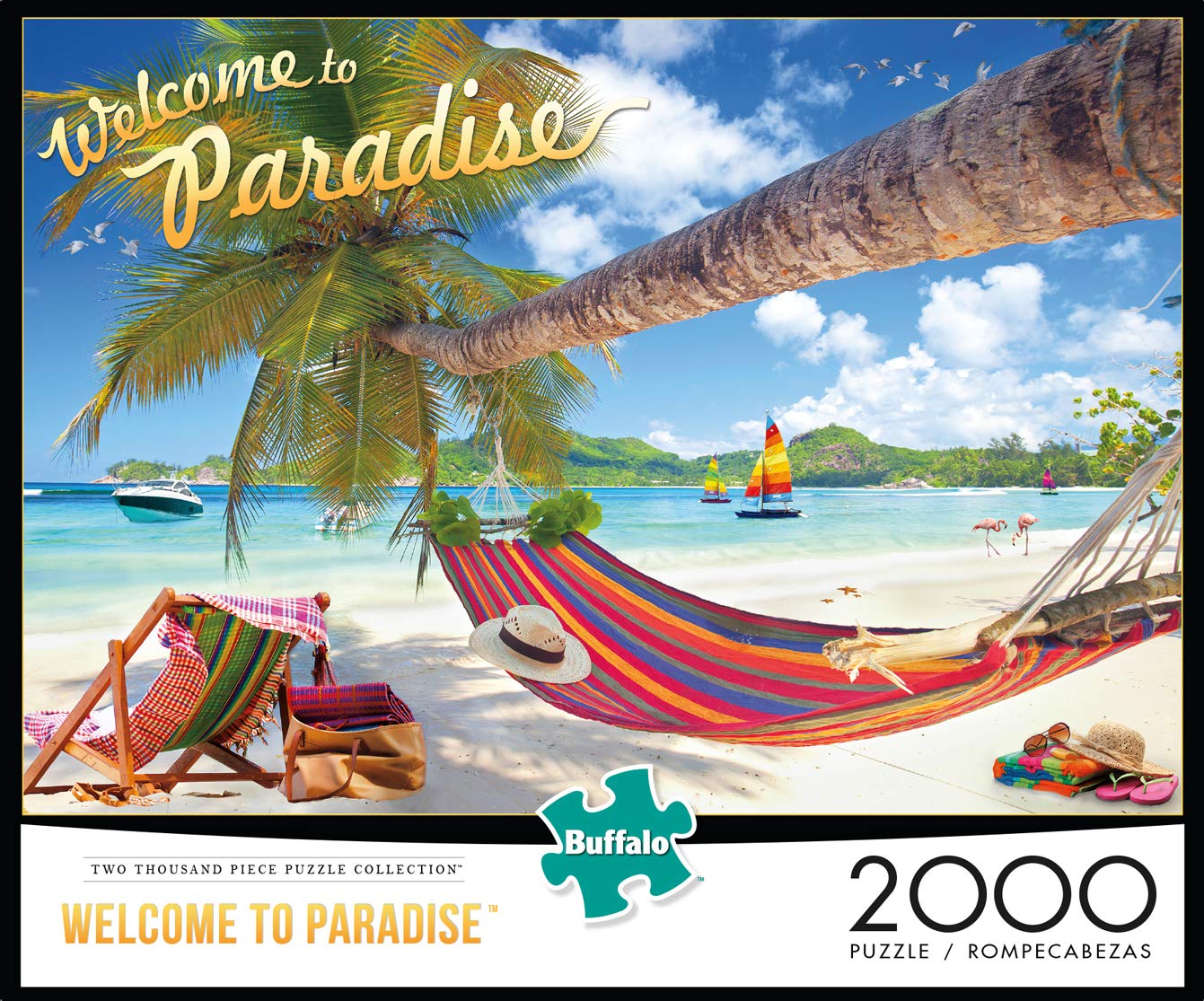 Buffalo Games - Welcome to Paradise - 2000 Piece Jigsaw Puzzle for Adults Challenging Puzzle Perfect for Game Nights - 2000 Piece Finished Size is 38.50 x 26.50 - WoodArtSupply