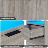 Tiptiper LED Nightstand Set of 2, Gray Nightstand with Wireless Charging Station, Night Stand with Drawers & Pull-Out Shelf, Modern Bedside Table with Storage, End Side Table Tiptiper