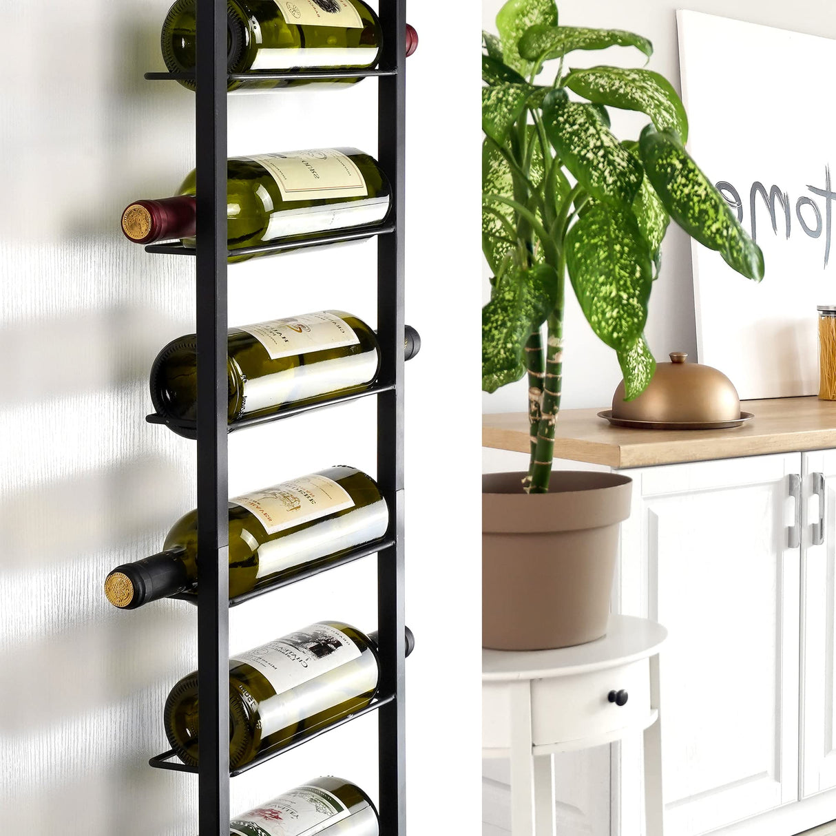 YANGSHUO Wall Mounted Wine Rack: Hanging Wine Wall Rack for 10 Wine Bottles - 4ft Vertival Wine Rack Organizer Wine Storage for Kitchen Wine Cellar Bar YANGSHUO