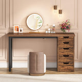 Tribesigns 47 inches Vanity Desk with 5 Drawers (Brown+Brown) Tribesigns
