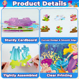 71Pcs Floor Puzzles for Kids Ages 3-5 Jigsaw Puzzles for Girls Princess Mermaid Double Sided Puzzle for Kids Castle Princess Xmas Party Supplies Mermaid Toys Educational Toys ZOIIWA