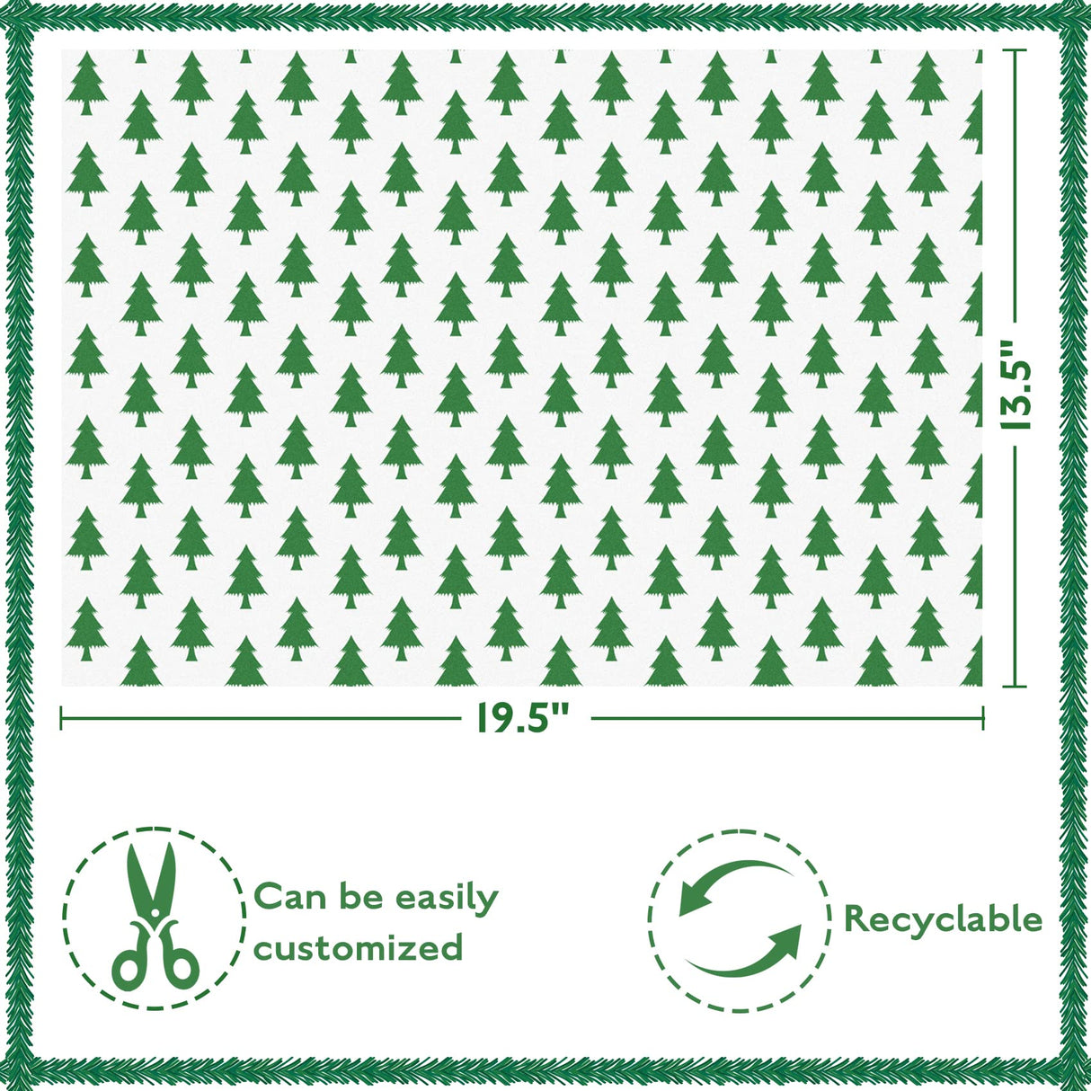 Blisstime Christmas Tissue Paper Gift Wrapping Paper, 120 Sheets, 13.5" X 19.5", White, Red, Green, Red Stripe, Christmas Trees Design Blisstime