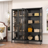 Polup Display Cabinet with 3 Side Tempered Glass, 66" Tall Curio Cabinet with Doors, Black Display Case for Collectibles, Figures, Metal Storage Cabinet for Living Room, Home Office, Assemble Required Polup