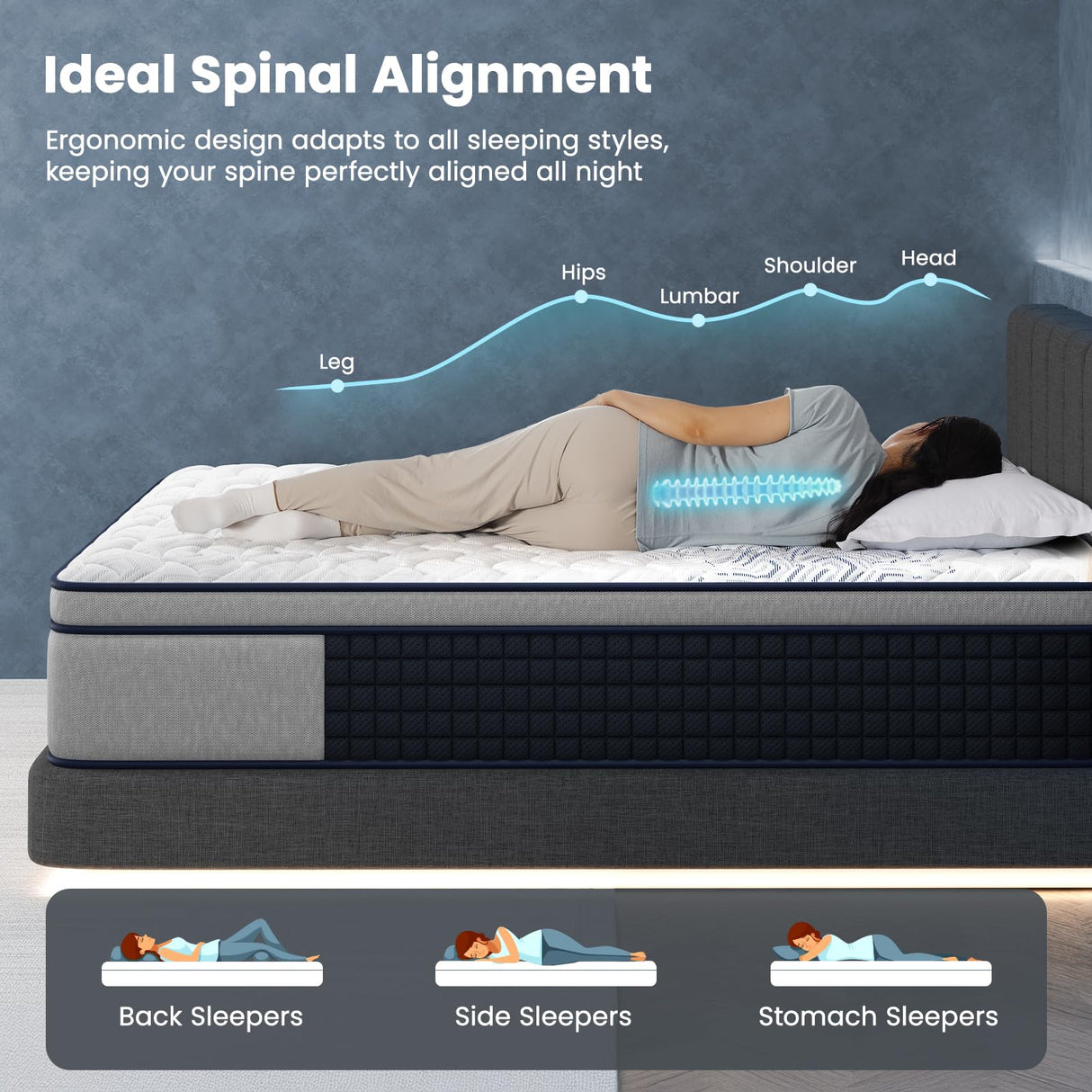 VISCOFLEX Firm King Mattress 14 Inch, Breathable Hybrid Mattress in a Box with Targeted Spinal Support and Pain Relief, Motion Isolation Pocket Springs - Fiberglass-Free, CertiPUR-US, 365-Night Trial VISCOFLEX