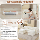 115'' Cloud Boneless Sectional Couch, Modular Sectional Sofa Deep Seat with 2 Ottomans, Oversized Upholstered Convertible Comfy 5 Seater Chenille Sofa U Shape Couches for Living Room, Beige WUTUTUEE