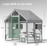 TIMHAKA Catio Outdoor Cat Enclosure, Large Outdoor House for Multiple Cats with 7 Platforms, 2 Resting Box, Wooden Cage for Patio, Outside Shelter with Weatherproof Cover, 71 x 49 x 71 inch TIMHAKA