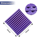 HJGFK2018 52 Pack 1" x 12" x 12" Black/purple Acoustic Wedge Studio Foam Sound Absorption Wall Panels (black/purple) HJGFK2018