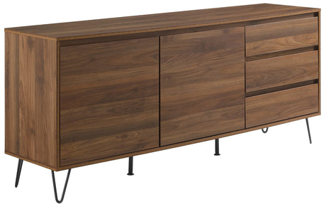 Crosley Furniture Teagan Mid Century Record Storage Sideboard Buffet Cabinet, Brown Oak Crosley Furniture