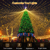200 FT 500 LED Christmas Lights Outdoor Decorations Super Long Fairy Lights Waterproof 8 Modes Timer Clear Wire String Lights for Outside House Tree Patio Yard Wedding Party Holiday-Warm White JXLEDAYY