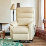 DYNOX 350 LBS Power Lift Recliner Chair for Elderly, Medium Size Dual Motor Lay Flat Infinite Positions Recliner with Heat & Massage(9188,Faux Leather,Cream) DYNOX