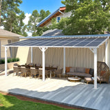 AECOJOY 20' x 10' White Outdoo Gazebo for Patio, Large Wall-Mounted Pergolas and Gazebos Clearance Hard Top 10x20 Lean to Metal Gazebo Shelter Patio Roof, Heavy Duty Awnings for Patio, Decks AECOJOY