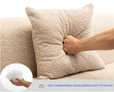 VASOENY 125.2'' Modern Sectional Sofa, Boucle Fabirc Curved Couch with Right Facing Sectional Chaise Lounge and 5 Pillows, 3 Seat Corner Sofa Couch for Living Room, Office, Apartment VASOENY