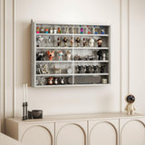 HOMCOM 5-Tier Display Cabinet, Glass Door Cabinet with Adjustable Shelves, Wall-Mounted Display Case for Playroom, Bedroom, Gray HOMCOM