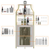 GAOMON Corner Wine Cabinet with Removable Wine Rack, Wine Bar Cabinet with Barn Door and Adjustable Shelves, Industrial Wine Cabinet for Dining Room, Living Room,Kitchen (Golden) GAOMON