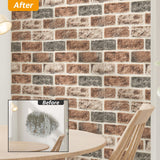 Art3d 10 Pcs 3D Peel and Stick Foam Brick Wall Panels, Gray Brown Art3d