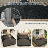 Lahome Modern Rainbow Easy Jute Carpet, Washable 5x7 Area Rugs for Living Room Patio Black Farmhouse Indoor Outdoor Rugs, Contemporary Natural Non Slip Floor Carpet for Office RV Backyard Lahome