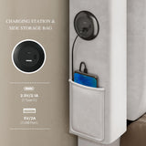 YITAHOME King Size Bed Frame with Adjustable Headboard, 4 Storage Drawers and RGB LED Lights, Velvet Upholstered Platform Bed with USB Ports, No Box Spring Needed, Fast Assembly, Noise-Free, White YITAHOME